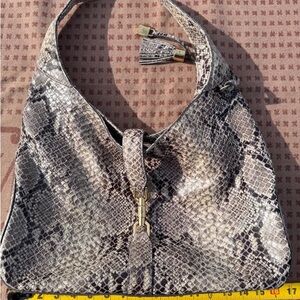 Elegant Snake Print Hobo Bag